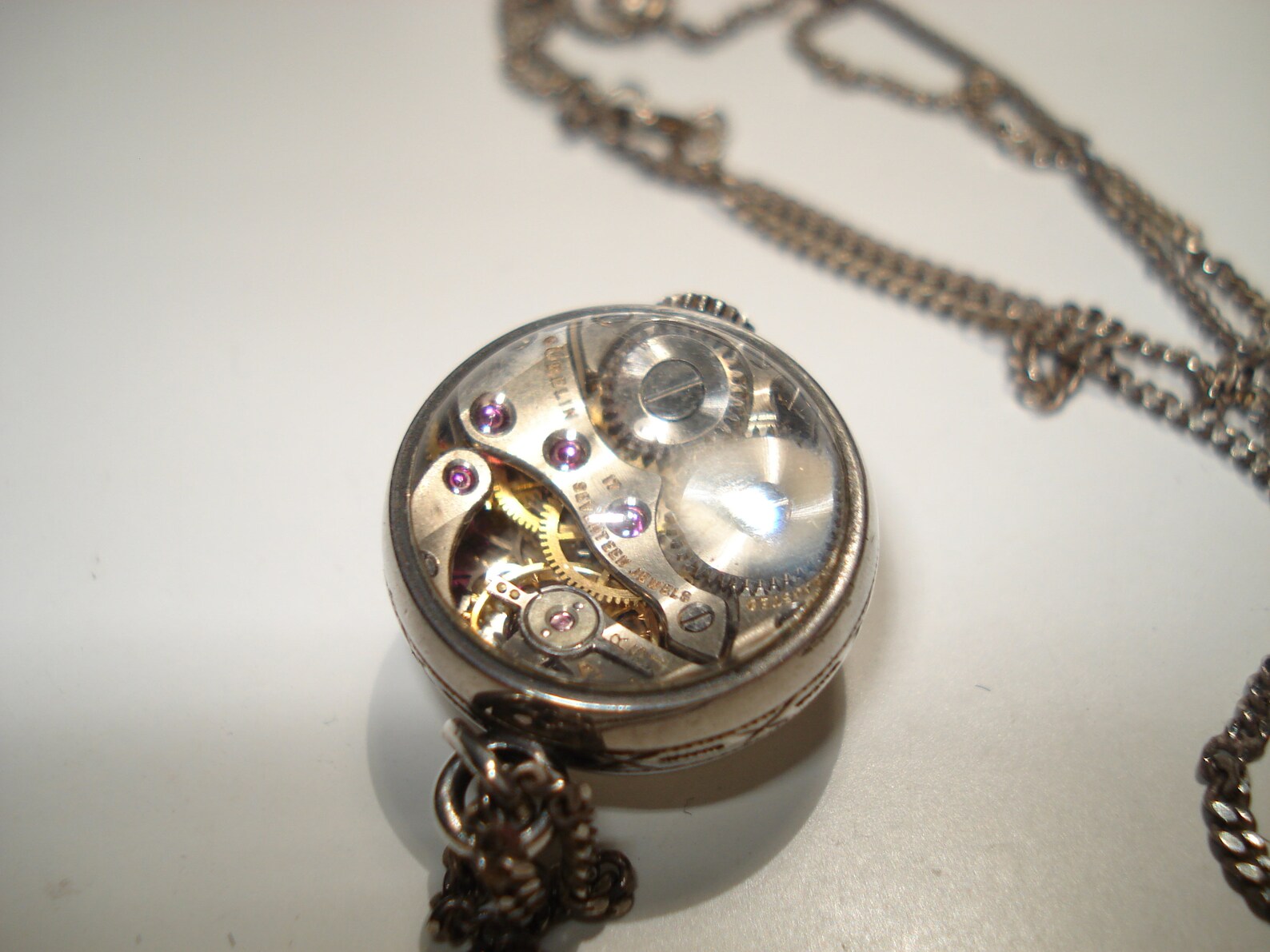 Gubelin Enameled Ball Necklace Watch Skeleton Style 17 Jewel Etsy