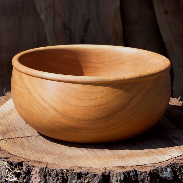 Reserved for Monette Marino Wooden Viking Style Cherry Salad Bowl, Home Decor