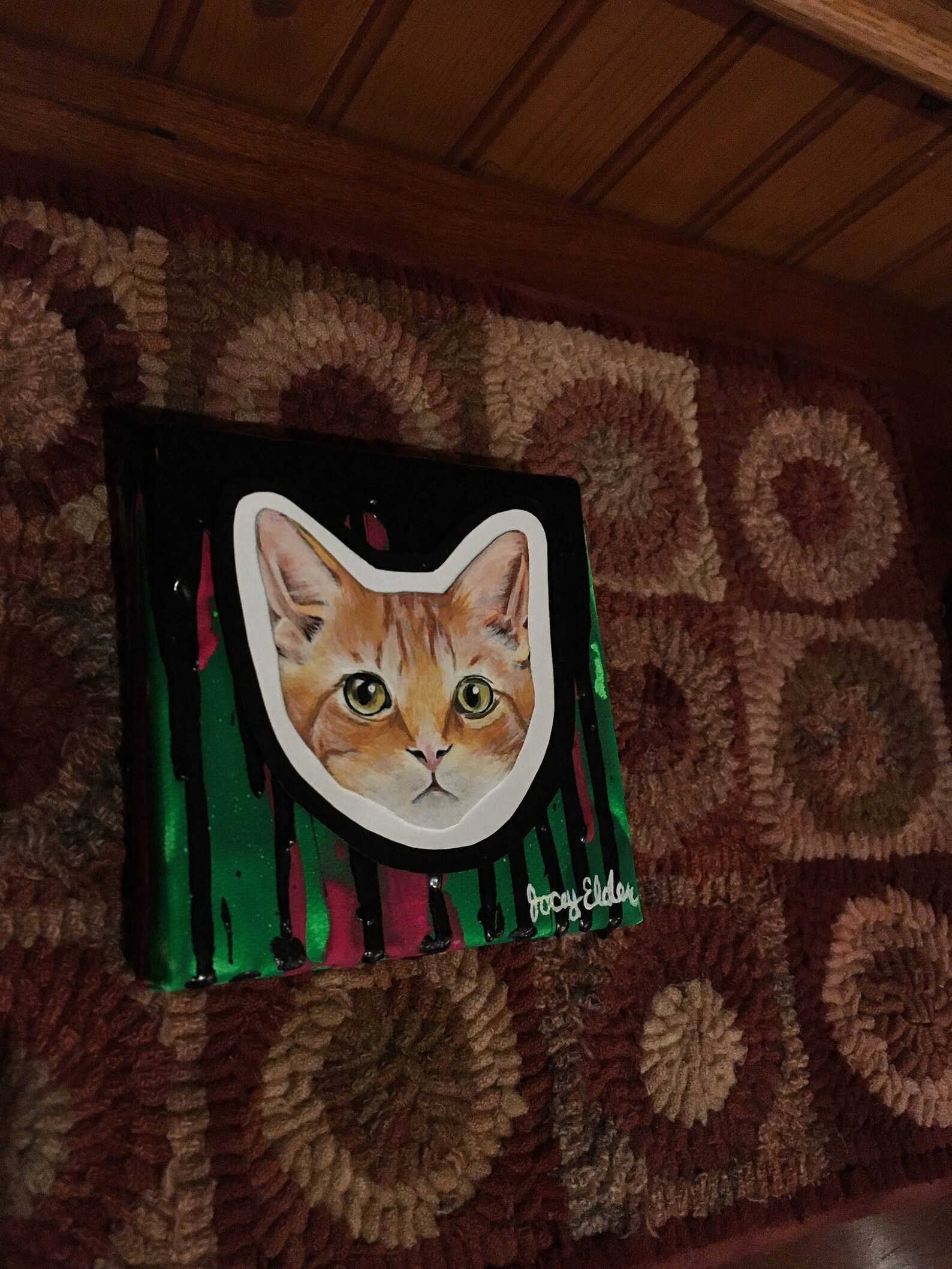 Abstract Cat Face Painting Mixed Media 4x4 Canvas Etsy
