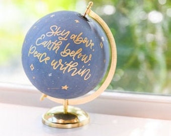 Custom painted globe | Wedding guestbook | Calligraphy globe