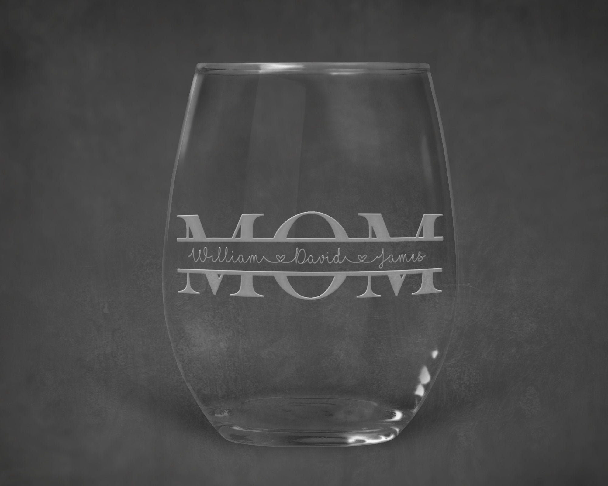 Custom Engraved Wine Glass for Mom with Kid's Names Etsy