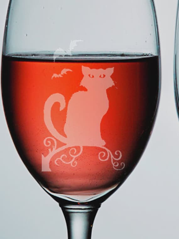Halloween Cat Wine Glass 