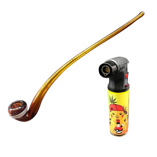 Gandalf Pipe - Gandalf Glass Pipe -  Glass Hand Pipe Amber Color with Torch Design 5