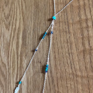 Boho Turquoise & Gemstone Feather Lariat