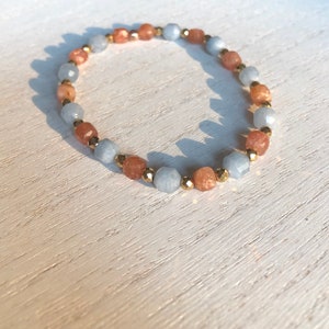 aquamarine and sunstone bracelet