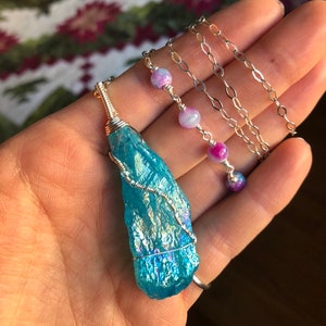 aqua aura & jade necklace