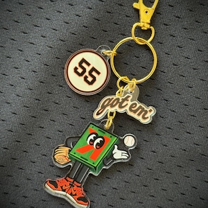 SF Baseball Strikeout Mascot Charm Keychain