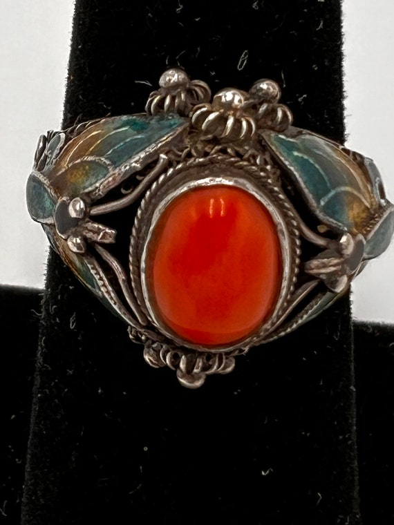 Sterling silver and enamel ring