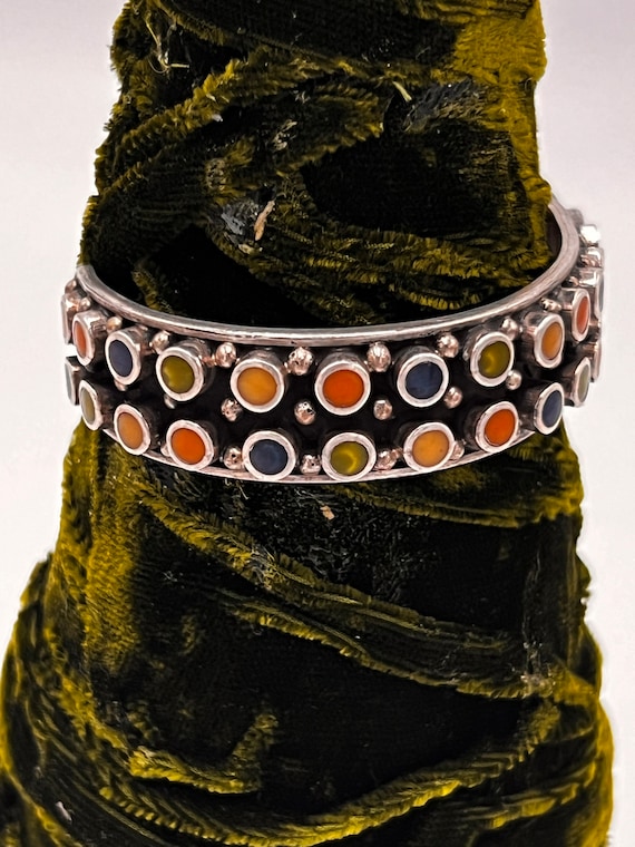 Colorful stone and sterling silver cuff bracelet