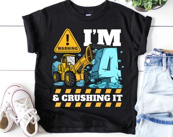 Construction Truck 4th Birthday Party T Shirt Construction | Etsy