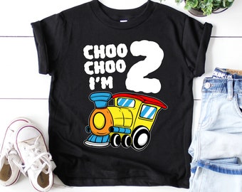 2nd Birthday Train Shirt, Choo Choo Two Toddler Tee