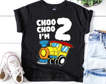 2nd Birthday Boy Train Shirt, 2 Year Old Train Birthday T-Shirt, Choo Choo Im 2 Train Boys Birthday Gift Tee, Train Theme Birthday Party