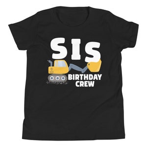 T-shirt Pour Enfant "Big Sister" Avec Imprimé Camion De Chantier - 100% Coton - Taille Youth - Neuf Avec étiquettes