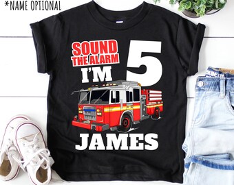 Fire Truck 5th Birthday Shirt, Future Firefighter, Personalized Name