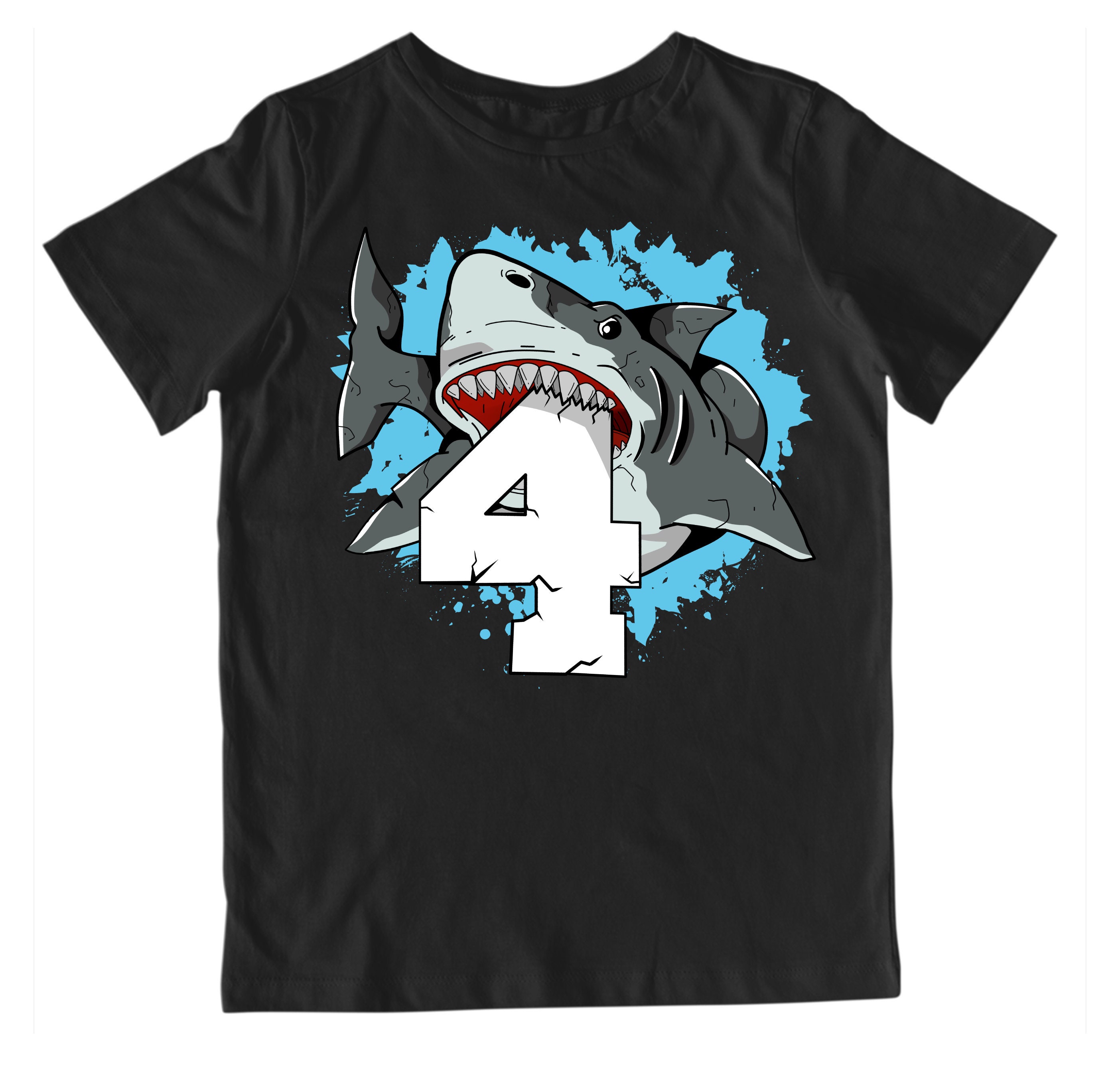 4th Birthday Boy Shark Shirt 4 Year Old Birthday T-shirt | Etsy