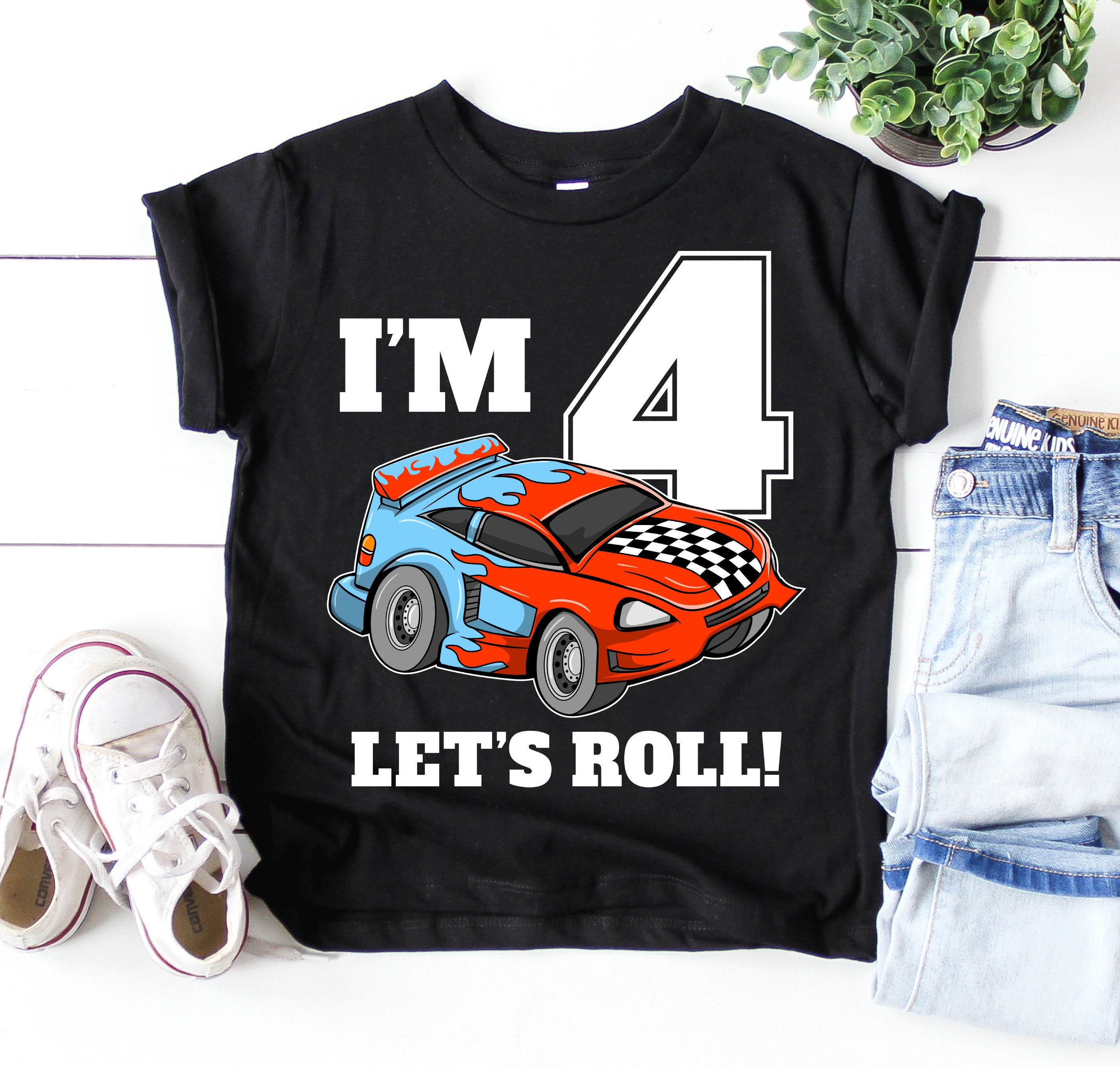 Race Car 4th Birthday Party T Shirt Racing Car Shirt Etsy