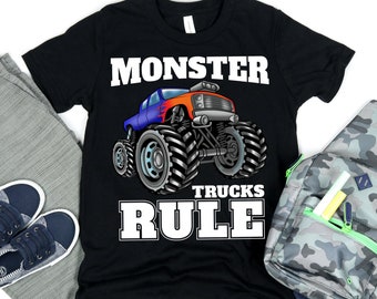 Monster Truck Rules T-Shirt, Birthday Party Tee