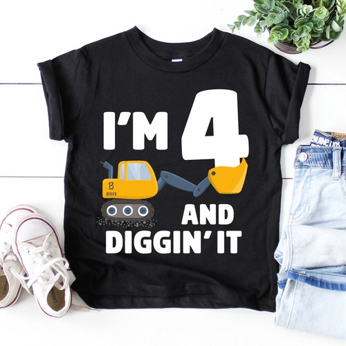 Construction Truck 4th Birthday Party T Shirt Construction | Etsy