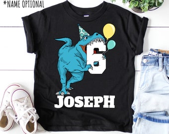 Dinosaur 6th Birthday Shirt, Custom Birthday 6 TShirt, Birthday Boy, TRex Dinosaur Birthday Party Tee for Girl, Dinosaur Theme Party Gift