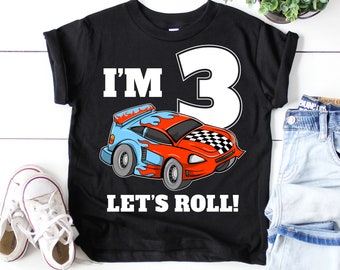 Race Car 3rd Birthday Party T Shirt, Racing Car Shirt, Birthday Boy 3 Year Old Shirt, Race Car Theme Party, Three Pit Crew Shirt