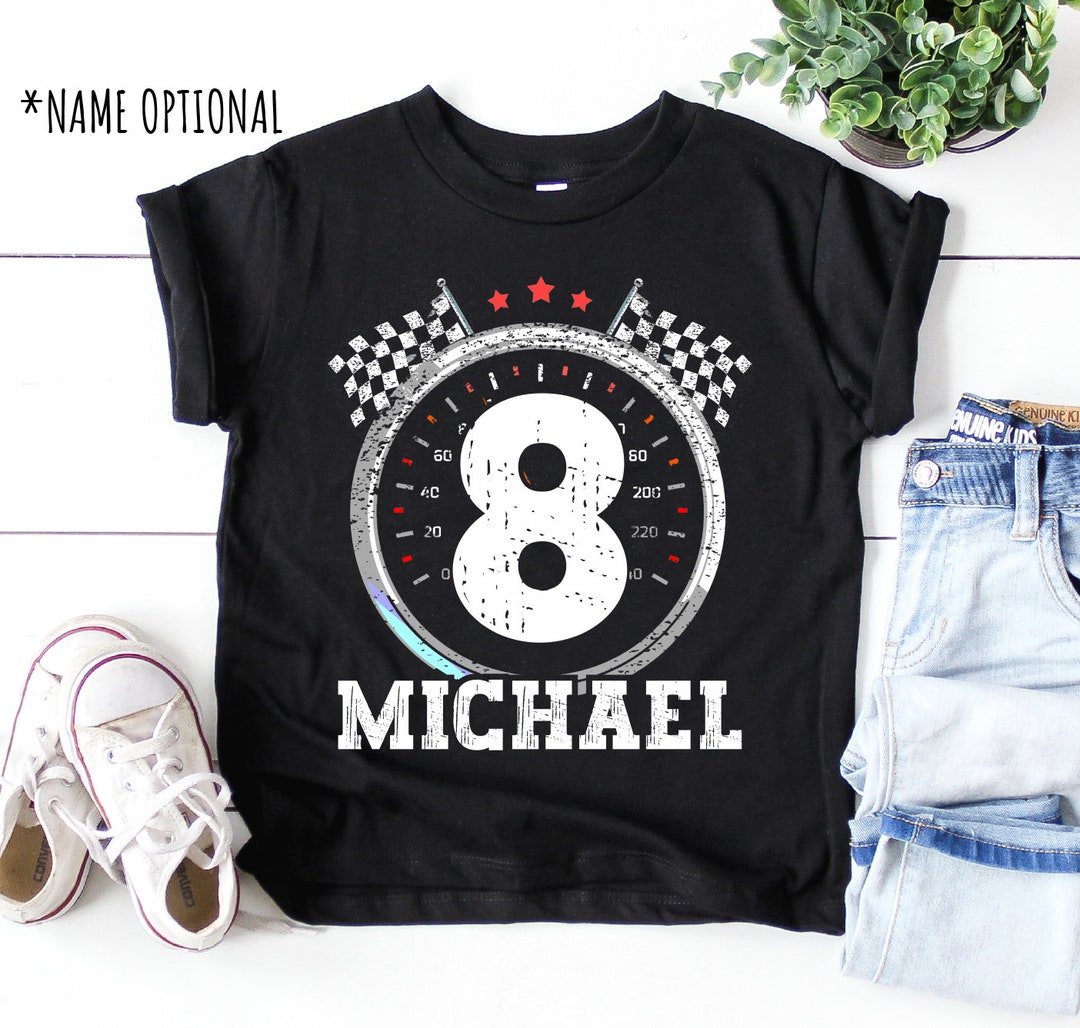 8th Birthday Race Car Shirt, Custom Name Racing Party Outfit - Etsy