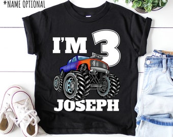 Monster Truck 3rd Birthday Shirt, Personalized Toddler Tee