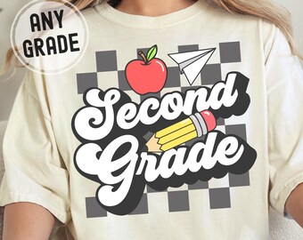 Second Grade Teacher Shirt 2nd Grade Teacher T-Shirt Comfort Colors Back to School Shirt Elementary Teacher ANY GRADE Custom Grade Tee