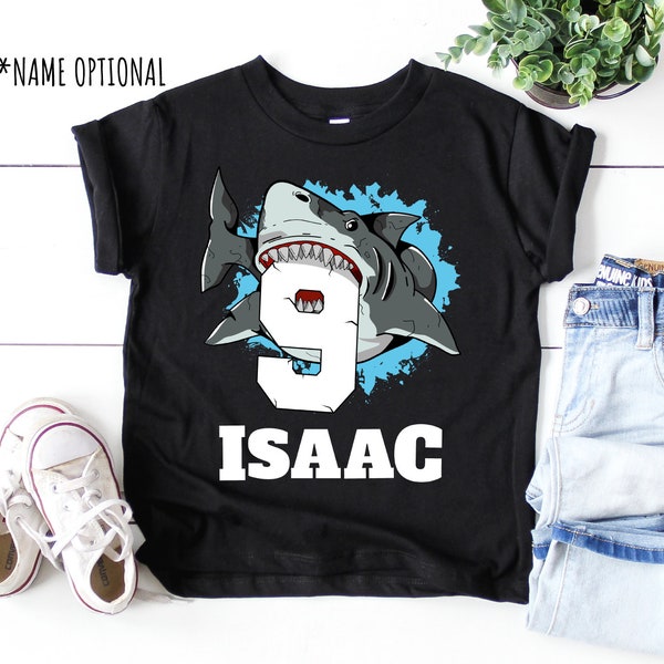 9th Birthday Boy Shark Shirt, 9 Year Old Shark Birthday T-Shirt, Shark Shirt Boy Nine, Shark Boys Birthday Gift Tee, Shark Theme Party