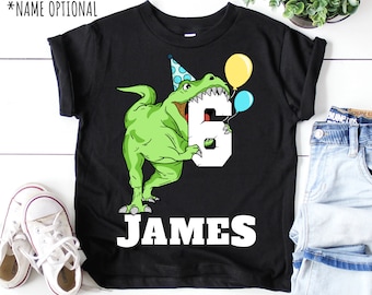 Dinosaur 6th Birthday Shirt, Custom Birthday 6 TShirt, Birthday Boy, TRex Dinosaur Birthday Party Tee for Girl, Dinosaur Theme Party Gift