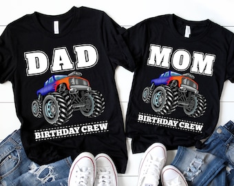 Dad Mom Monster Truck Theme Birthday Crew Shirt, Mom Dad of the Birthday Boy or Girl, Matching Family Monster Truck Birthday