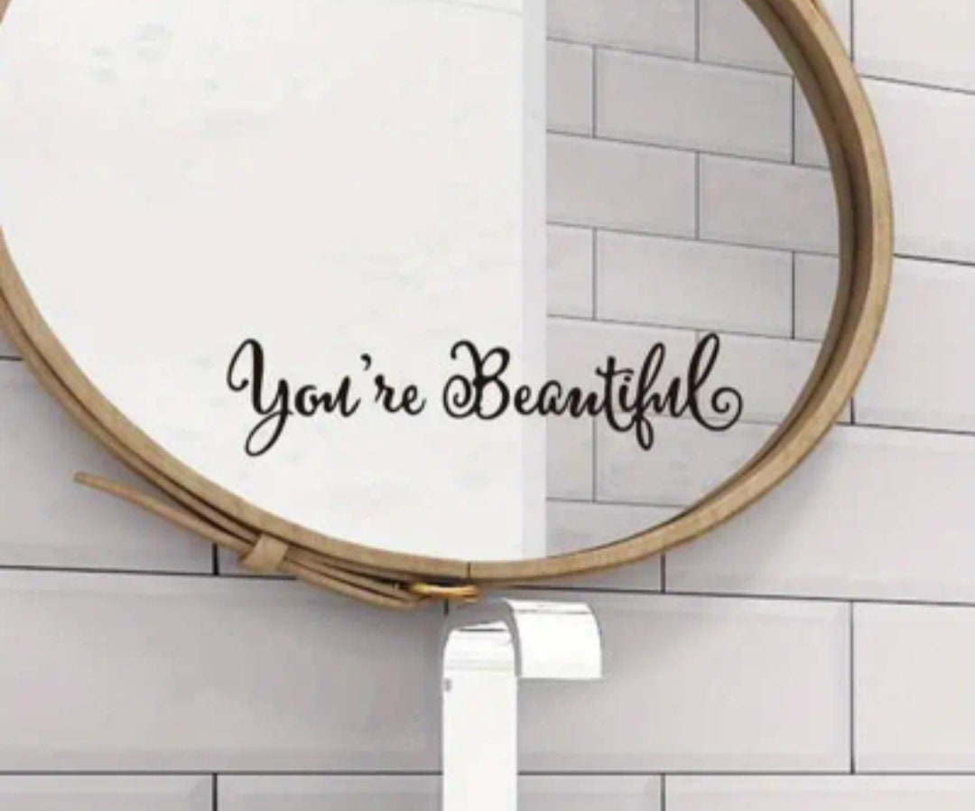 Badezimmer Spiegel Aufkleber mit warm ist A glücklich , Heilung Schriftart  Aufkleber Geeignet für Badezimmer Spiegel , Schlafzimmer Spiegel 