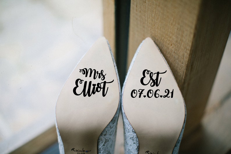 Shoe Decal 'Established' Personalised Wedding Vinyl Sticker image 1