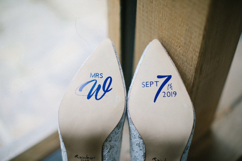 Mrs Shoe Decal Personalised Wedding Shoe Decal Vinyl Sticker image 1