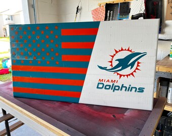 Drapeau américain rustique des Dolphins de Miami
