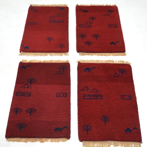 nr 4482 Hand-knotted Original India Carpet 4x Gabbeh rug wool 60 x 40 cm ( 2 x 1.3 ft. )