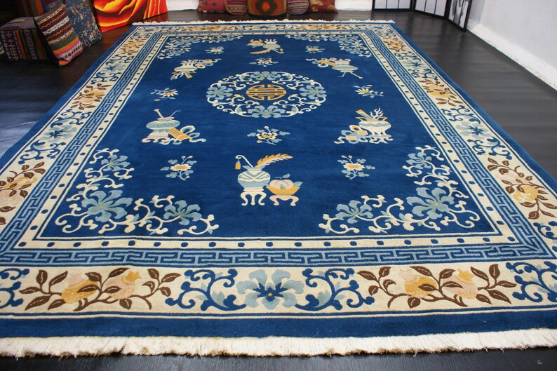Nr 3579 Hand Knotted Original Carpet Vietnam Rug Wool On Etsy