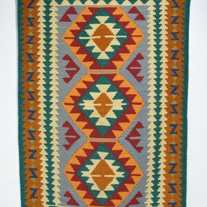no 410 Handmade rug carpet Nomad Kelim unique item nature color wool on cotton quality Kilim 152 x 105 cm. ( 5 x 3,5 ft. )