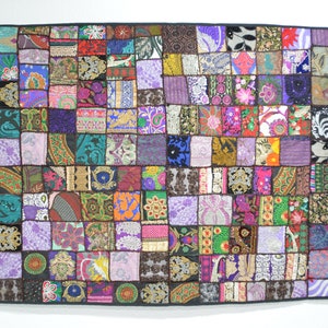 tapestry wall hanging tablecloth table runner patchwork black good finish ca 200 x 100 cm. (6.6 x 3.3 ft.)