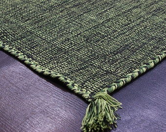 no 22673 Designer nature kilim rug handmade 100% cotton fine ca. 180 x 120 cm Color: Green