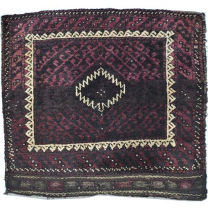 nr 22299 hand knotted Original Afghan Carpet Khordjin Belutch antique rug wool on wool ca 57 x 63 cm. ( 1,9 x 2,1 ft. )