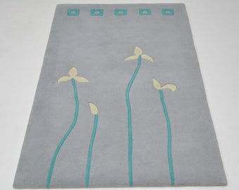 nr 941 hand tufted Original Indien Carpet Gabbeh rug wool 160 x 100 cm ( 5,3 x 3,3 ft. )