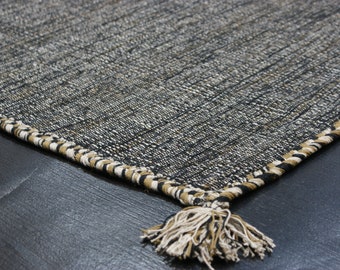 aucun 22558 Designer nature kilim tapis fait à la main 100 % coton fin ca. 240 x 170 cm couleur : gris