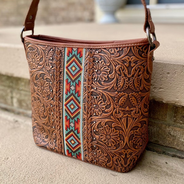 Concealed Carry Bag, Vintage Floral Purse, Aztec Hobo Bag, Western Handbag, Gun Bag for Her, Vintage floral Bag