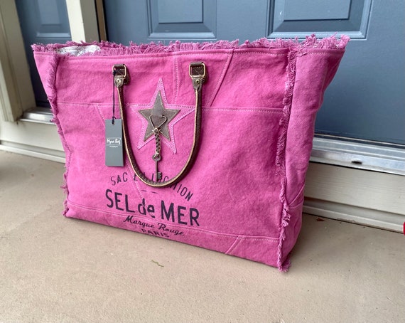 Pink MYRA Weekender French Vintage Bag Upcycled Canvas Pink Duffle Large Pink Overnight Bag Womens Duffle Extra Large Vintage Paris Bag Etsy Ireland