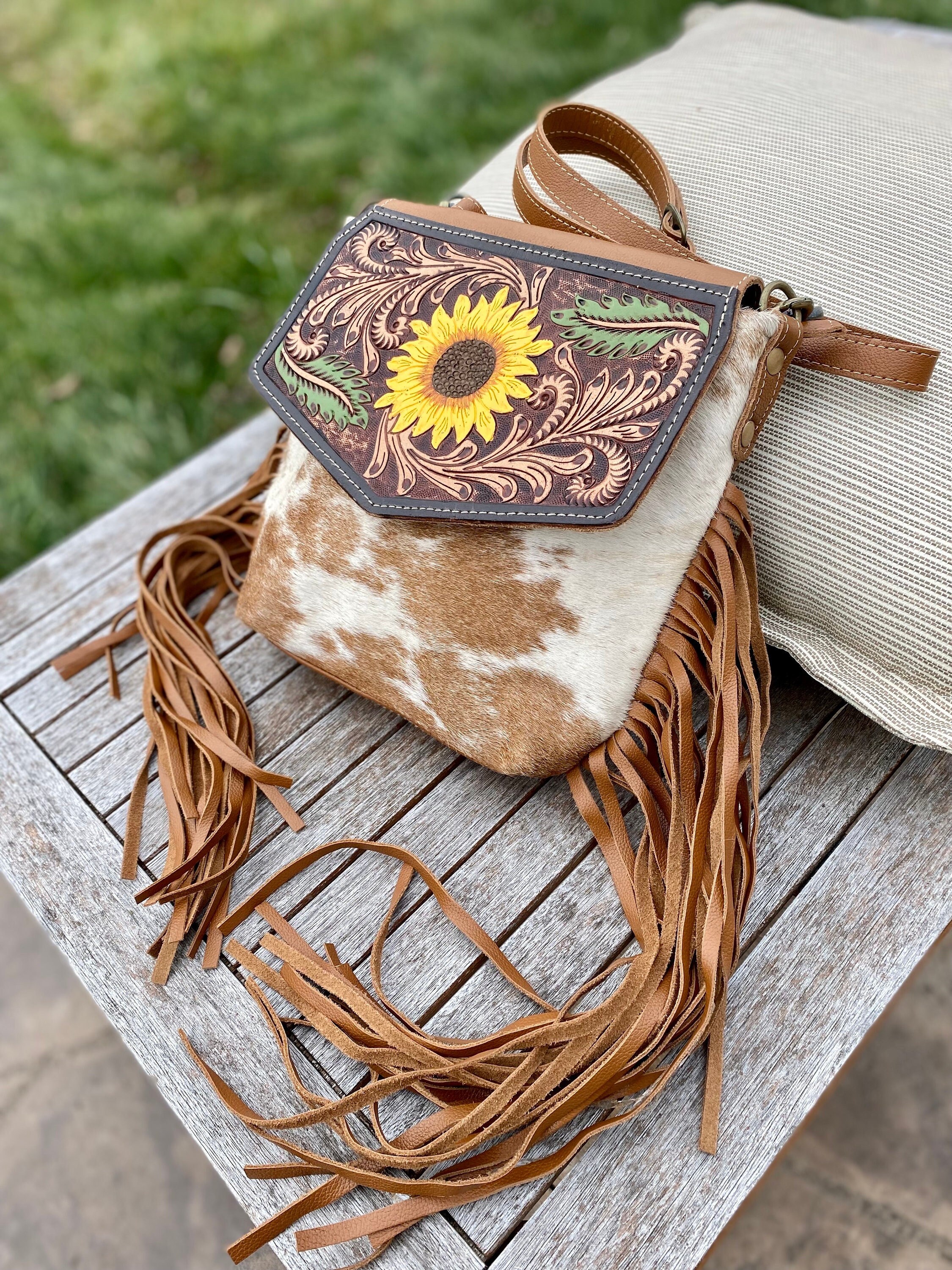 Fringe Calfskin Crossbody Bag FREE BIRD- CROSSBODY BOHO FRINGE