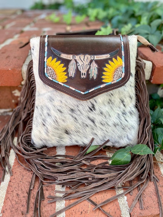 Native American Crossbody Sunflower Bag With Fringe MYRA - Etsy