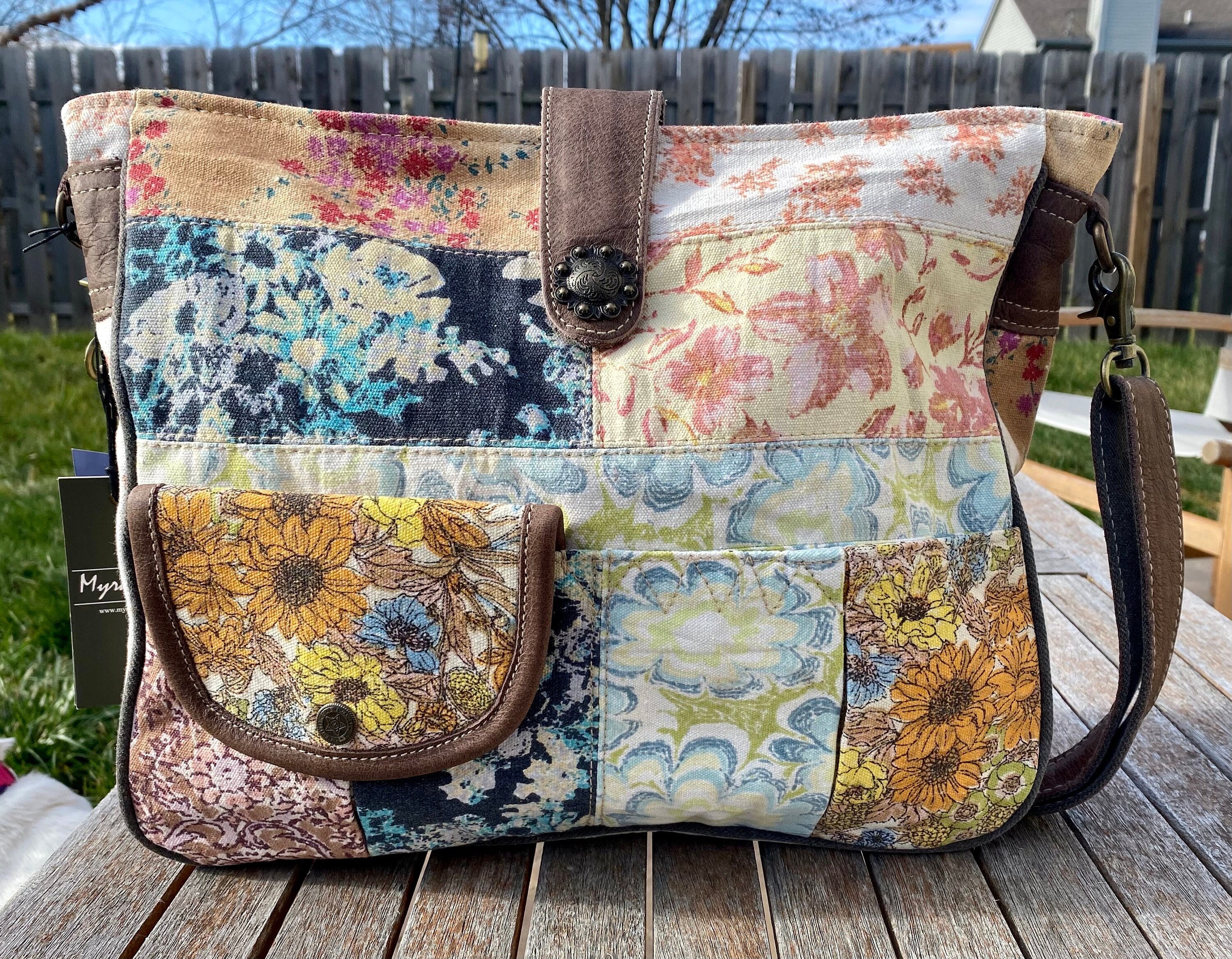 Vintage 80's Patchwork Renaissance Embossed Leather