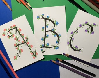 Floral Wrapped Letter Cards: A - I