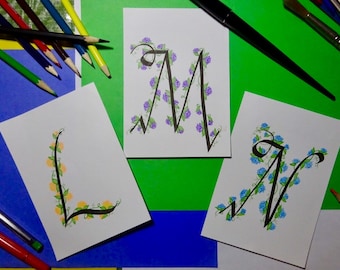 Floral Wrapped Letter Cards: J - R