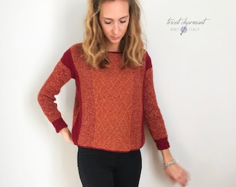 pumpkin orange alpaca women's pullover sweater